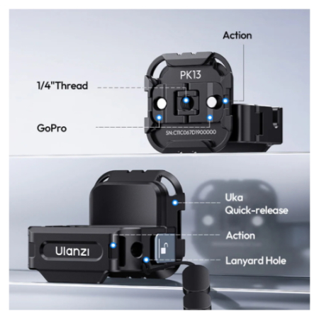 Ulanzi PK13 (C067) - mocowanie, adapter z wielofunkcyjną płytką do DJI Osmo Pocket 4/3 i Xtra Muse - szczegóły